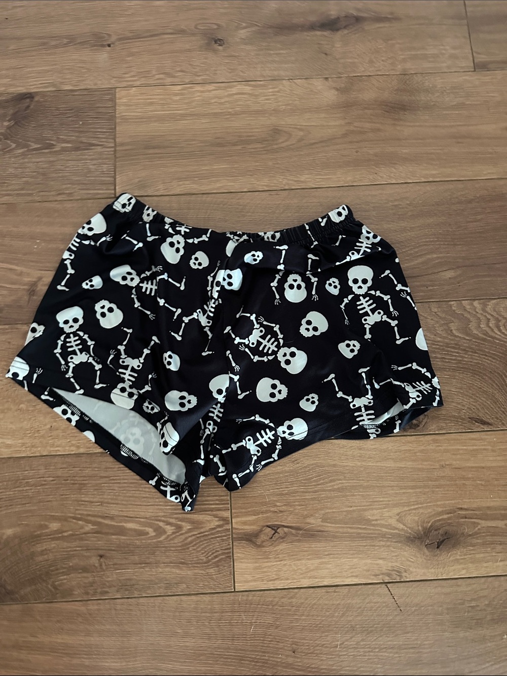 Black Skull & Skeleton Print Shorts